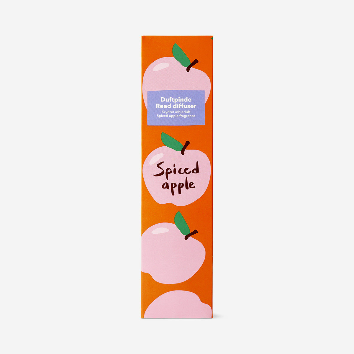 Flying Tiger Copenhagen reed diffuser with 200ml spiced apple fragrance, featuring a decorative glass bottle and reed sticks for home scenting.
