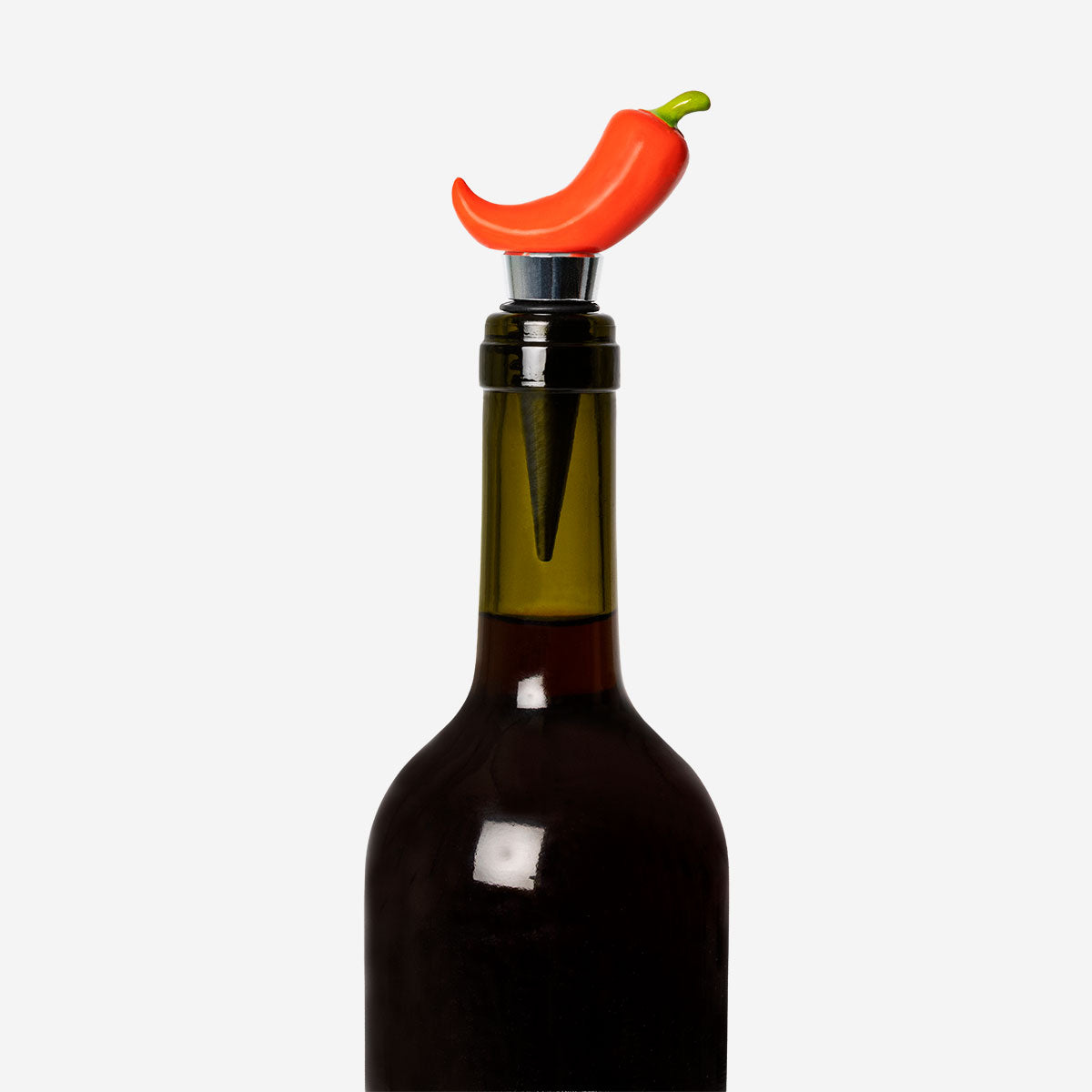 Flying Tiger Copenhagen wine stopper with decorative chili design, featuring a colorful and functional kitchen accessory to preserve wine.