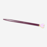 Purple heart topper ballpoint pen from Flying Tiger Copenhagen, with a sleek office design and vibrant purple heart decoration.