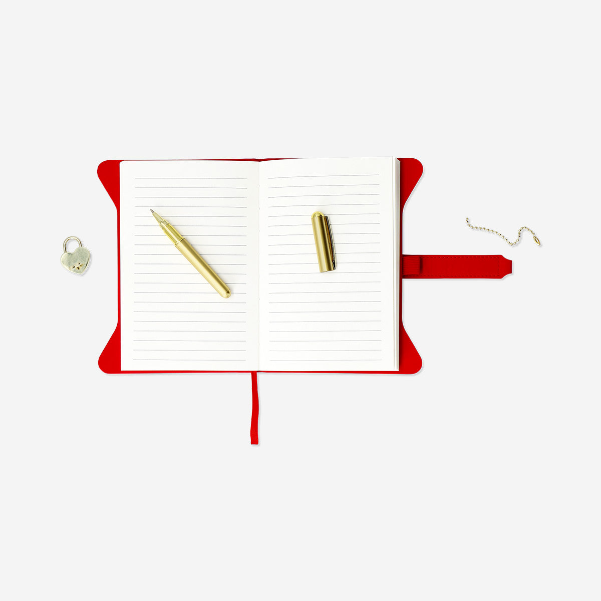 Red hearts diary with lock