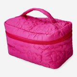 Pink quilted cosmetic bag