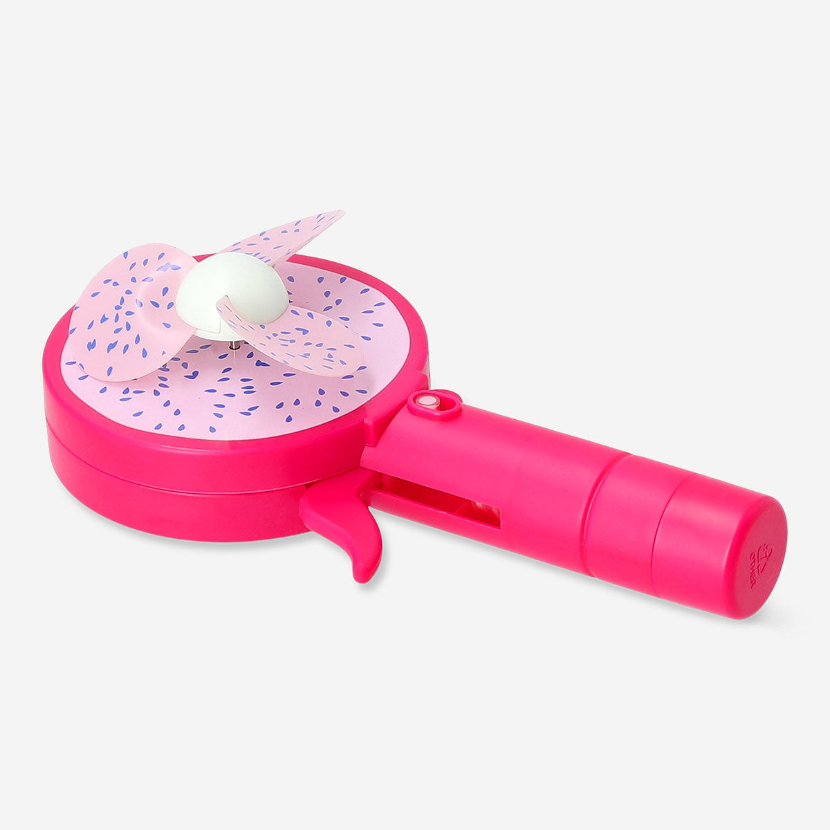 Flying Tiger Copenhagen mist spray fan with dragon fruit design, portable gadget perfect for cooling on hot days