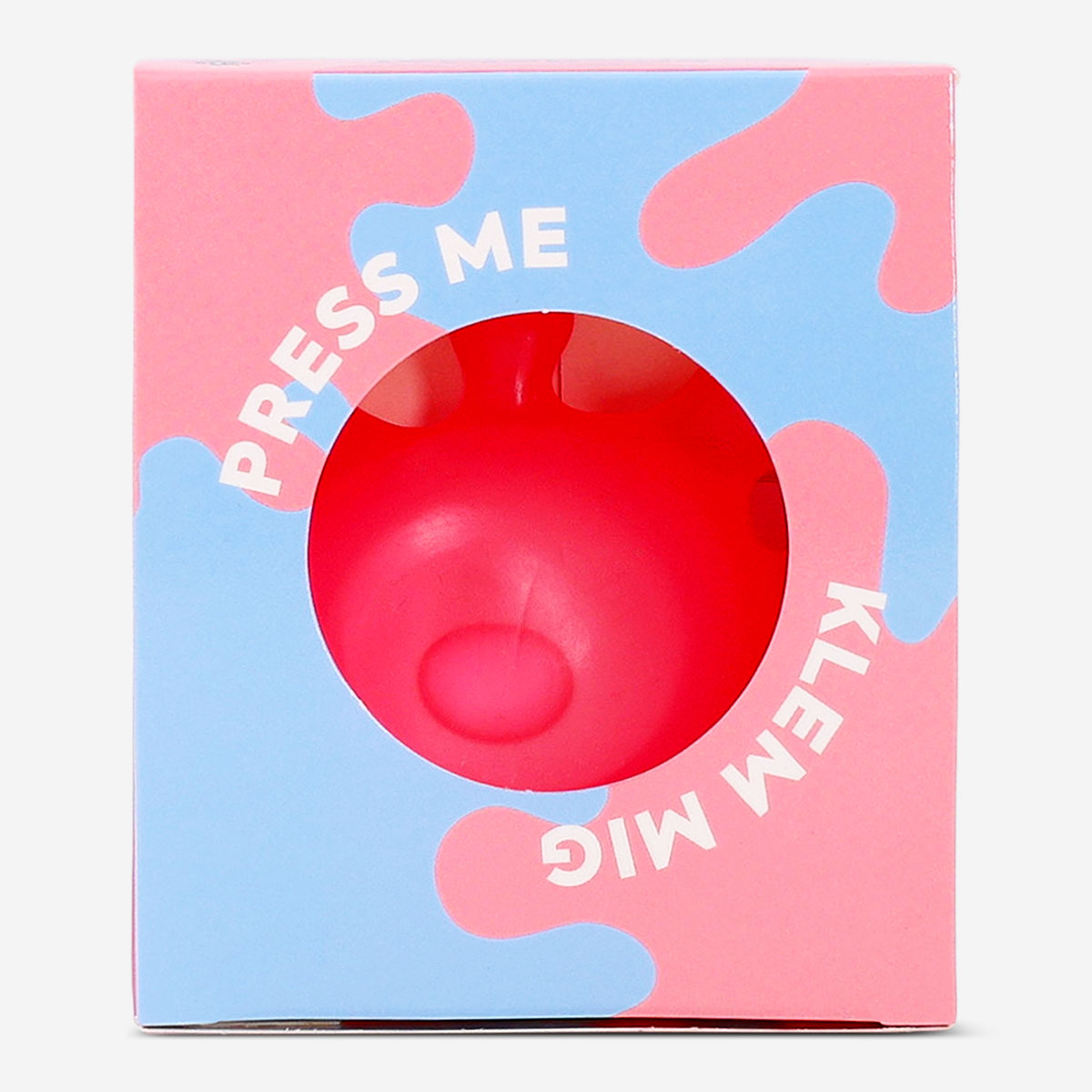 Flying Tiger Copenhagen pink splatter press me toy gadget with a colorful, squeezable design perfect for stress relief and fun.