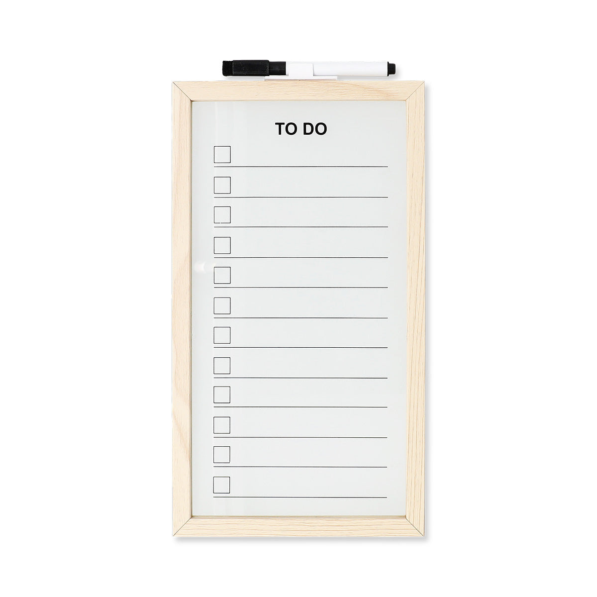 Wood-framed Flying Tiger Copenhagen office planner board with marker for organizing and note-taking.