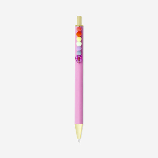 Pink ballpoint pen with beads
