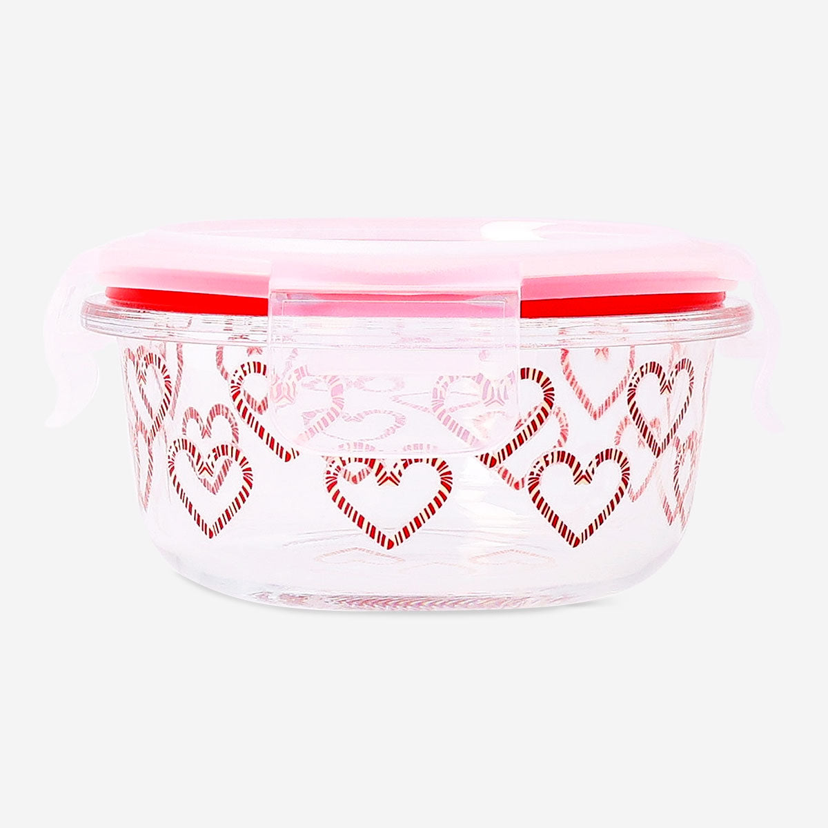 Flying Tiger Copenhagen glass food container with Christmas print, 12 cm, ideal for kitchen storage and festive meals.