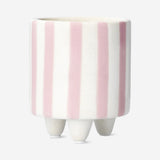Flowerpot with pink stripes - 9 cm