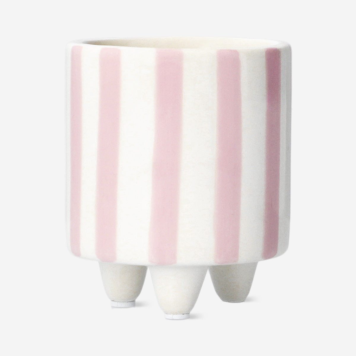 Vaso In Ceramica Rosa A Strisce Lucide, Rotondo E Intelligente Per Fiori E Piante, Medio 13 Cm
