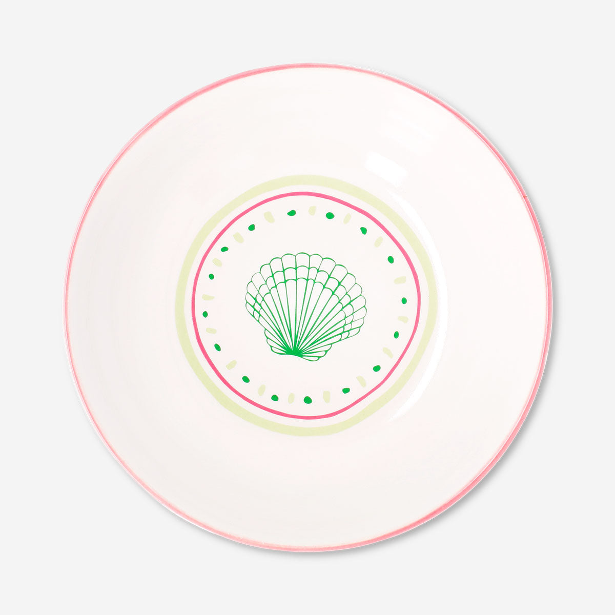 Ceramic bowl with dots and seashell - 15 cm