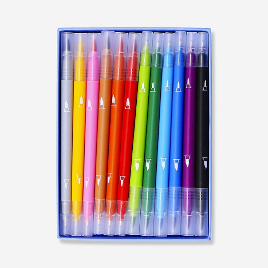 Set di fineliner e brush pen a doppia punta - 12 pz