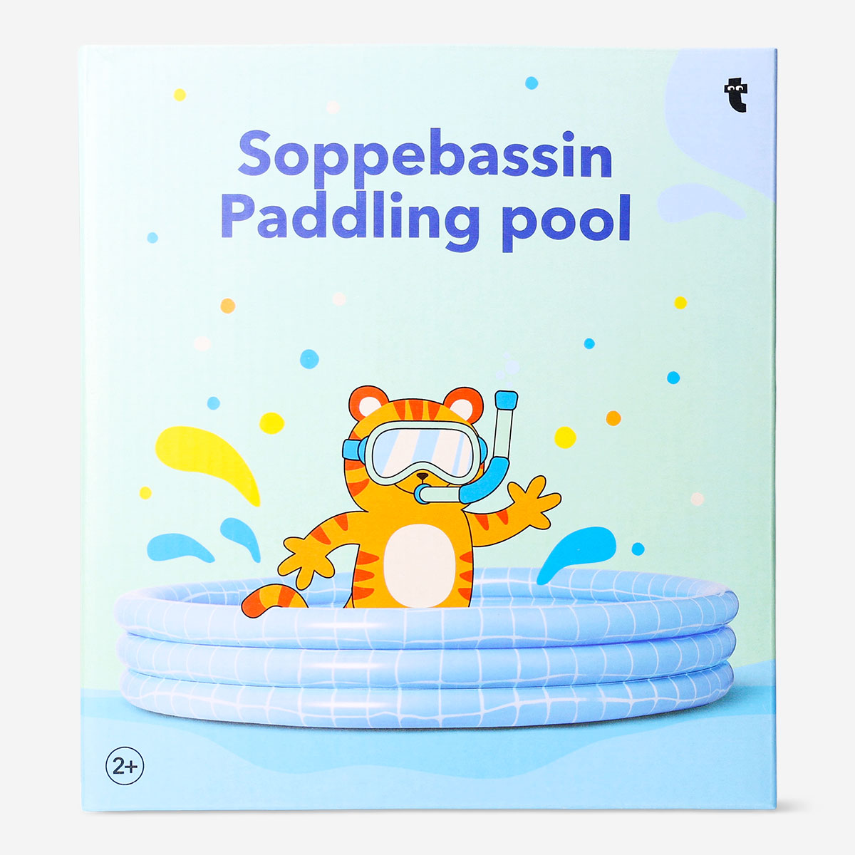 Blue inflatable paddling pool toy from Flying Tiger Copenhagen, 110 cm diameter, perfect for summer outdoor play.