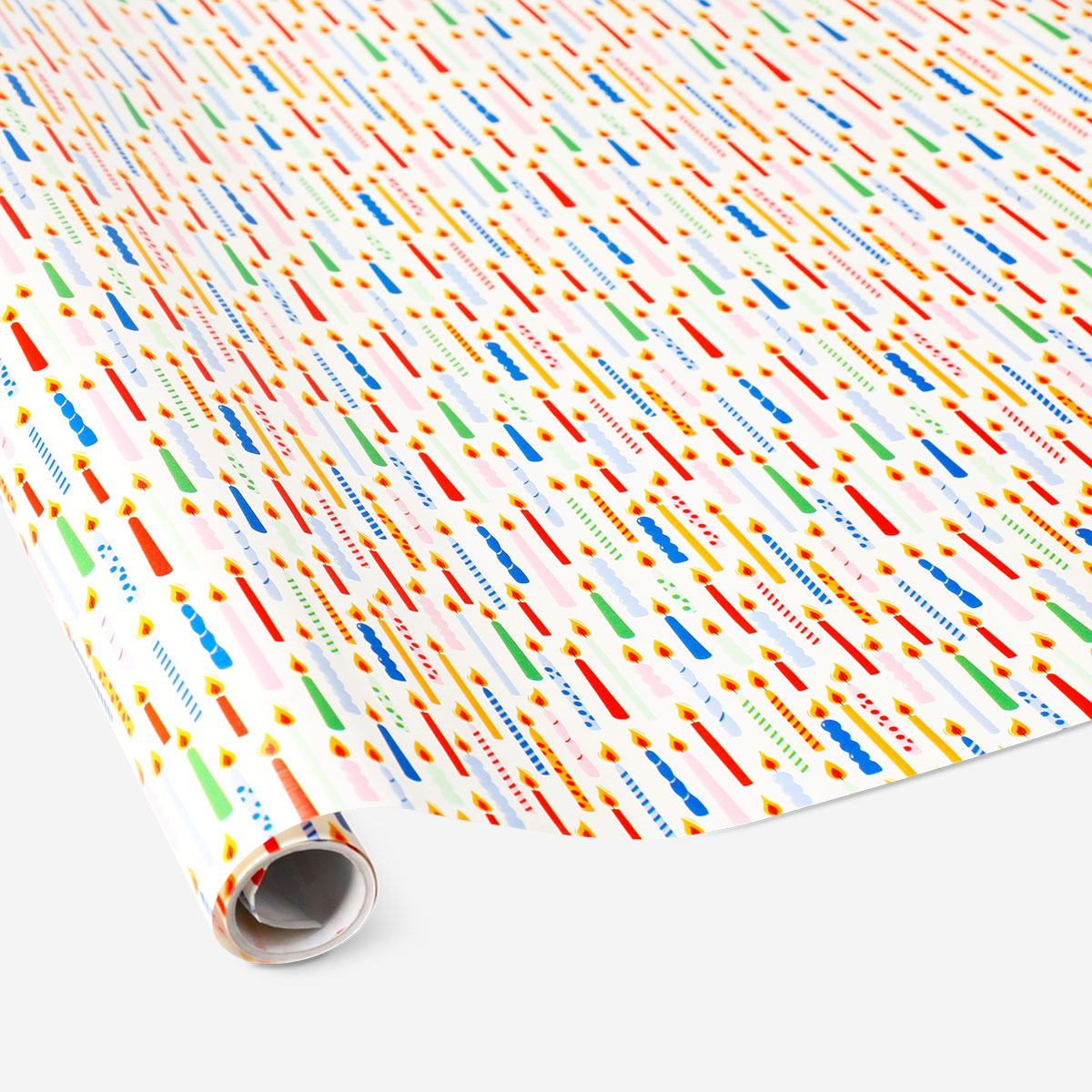 Office 400 cm birthday wrapping paper featuring colorful birthday candles, branded by Flying Tiger Copenhagen.