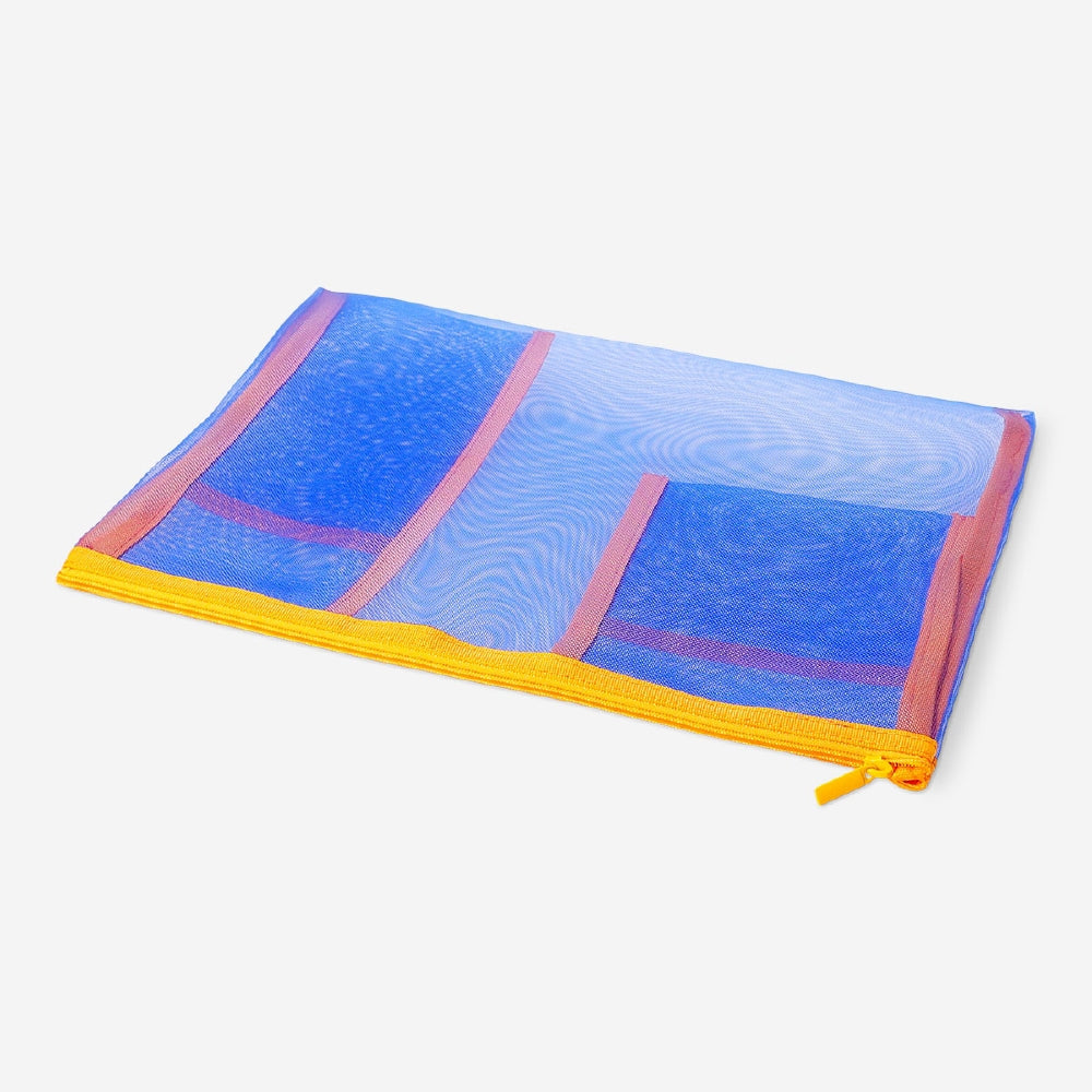 A4 mesh office pouch by Flying Tiger Copenhagen, transparent with a zipper closure, used for organizing documents or stationery.