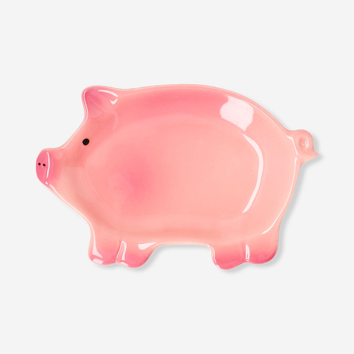 Pink pig-shaped kitchen plate from Flying Tiger Copenhagen, 21 cm diameter, featuring a cute pig design for fun tableware.