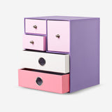 Purple desk tidy with drawers