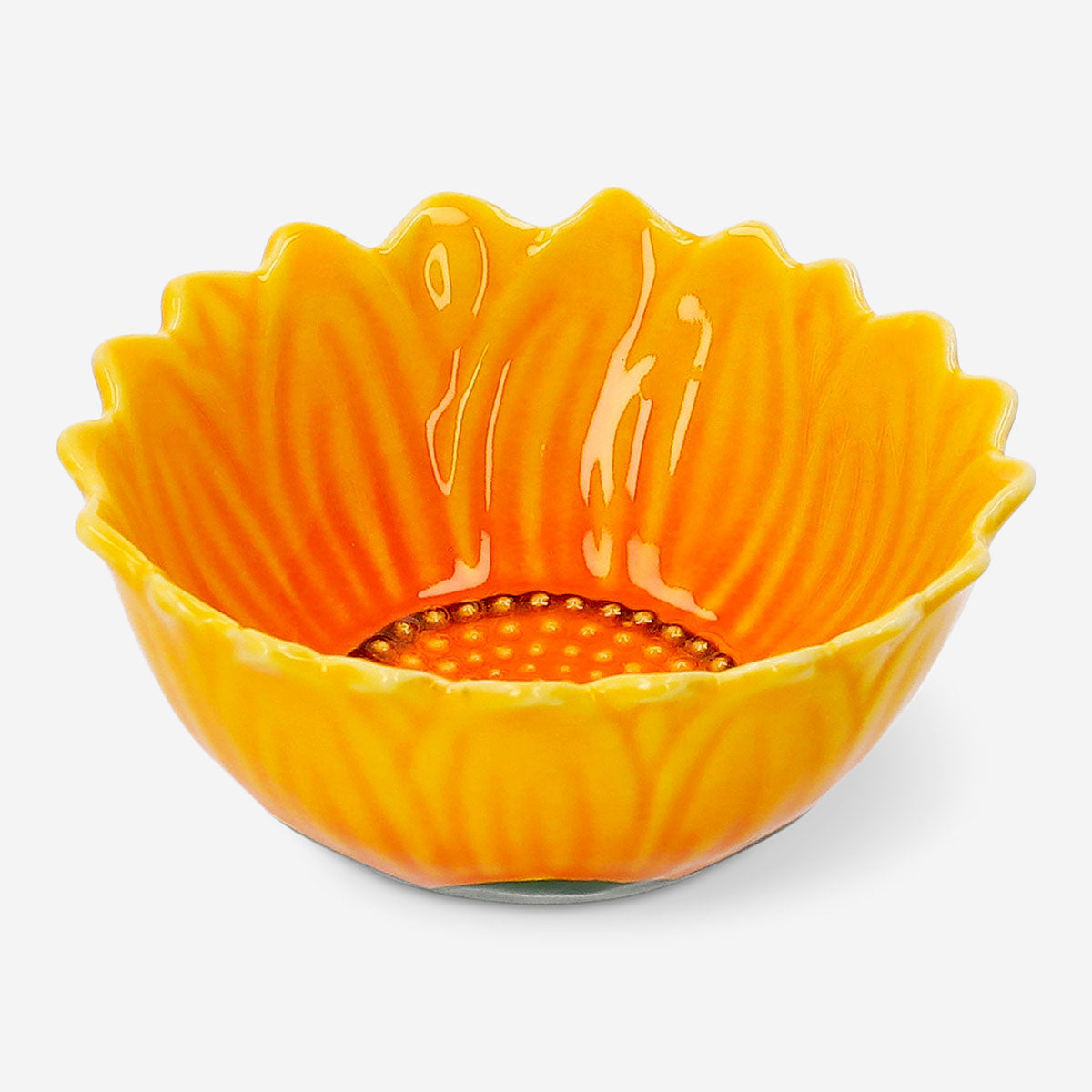Small ceramic kitchen bowl with embossed sunflower design, 9 cm, by Flying Tiger Copenhagen.