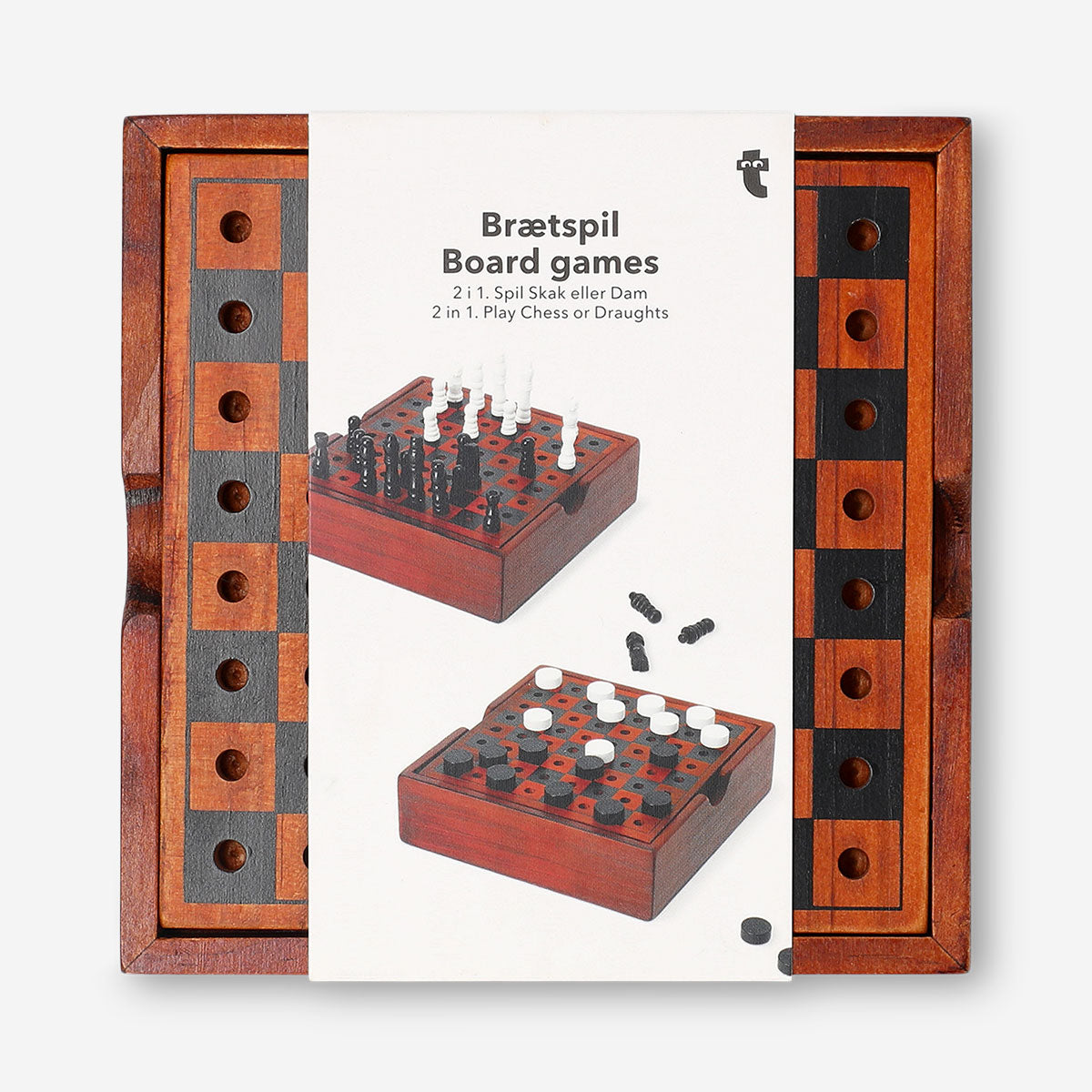 Flying Tiger Copenhagen 2-in-1 chess and draughts game board with pieces, compact and portable for strategic gameplay.