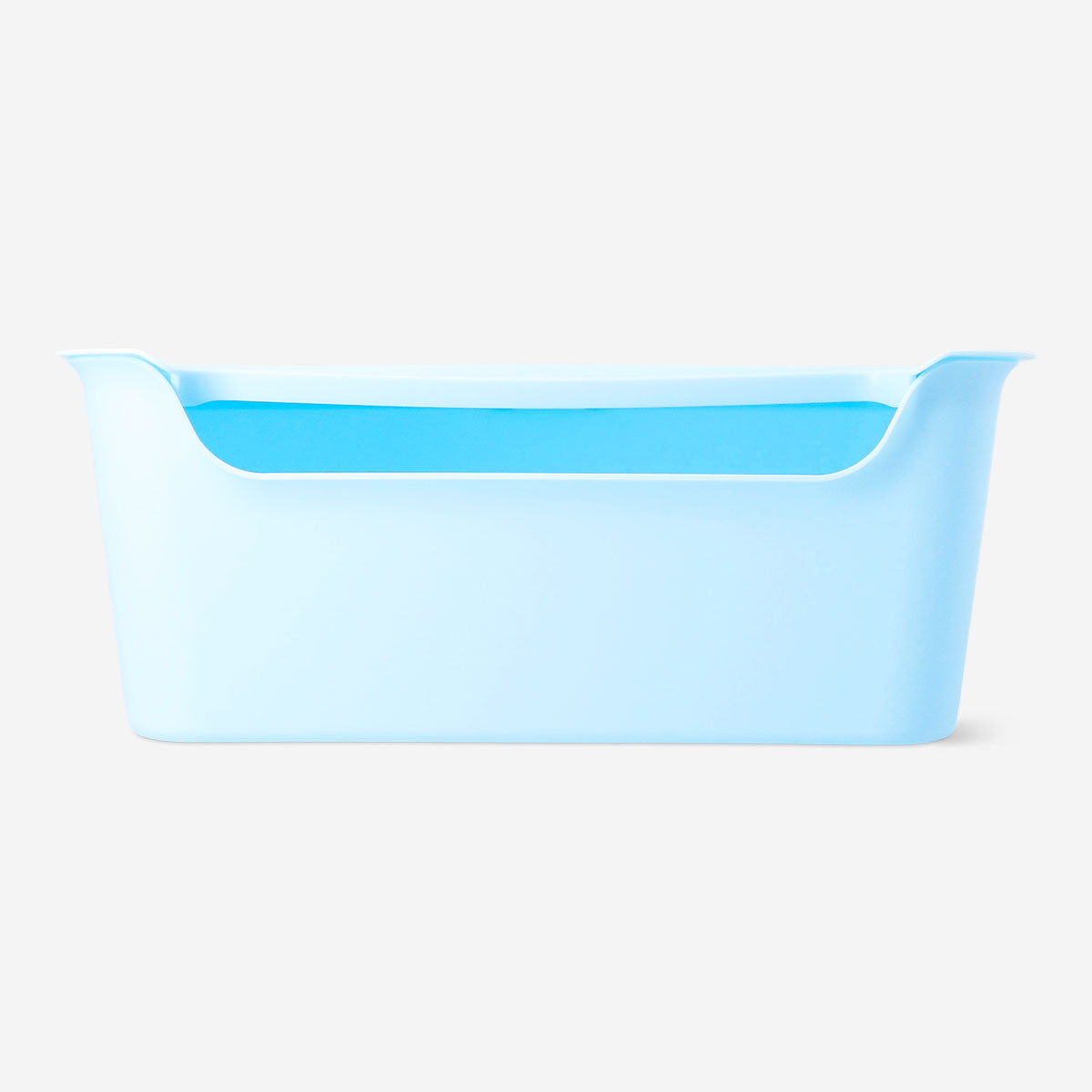 Blue storage box with lid from Flying Tiger Copenhagen, measuring 26x40 cm, ideal for home organization and storage.
