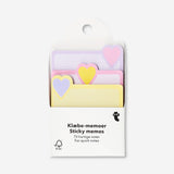 Flying Tiger Copenhagen office sticky memos with colorful heart shapes, ideal for notes and reminders.
