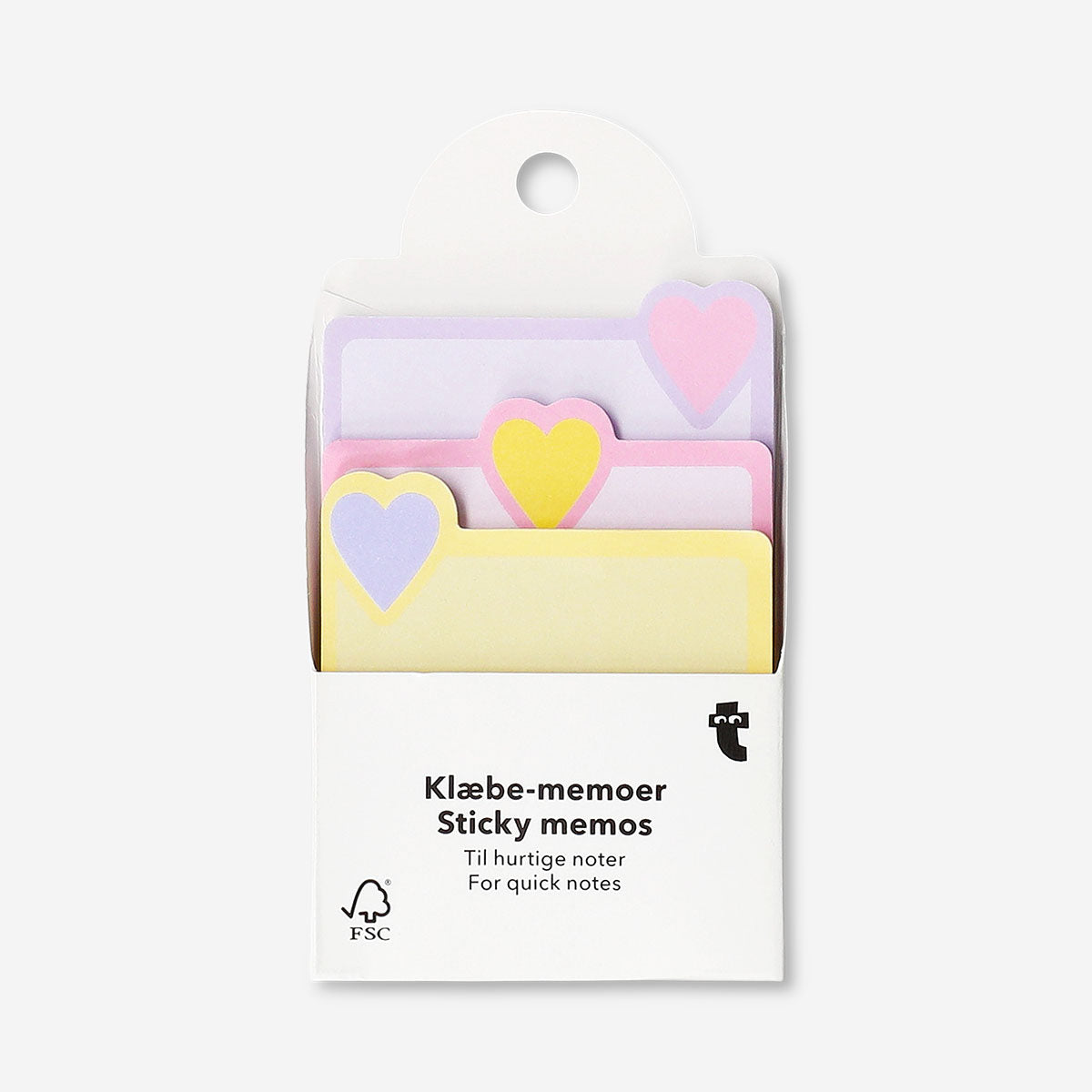 Flying Tiger Copenhagen office sticky memos with colorful heart shapes, ideal for notes and reminders.