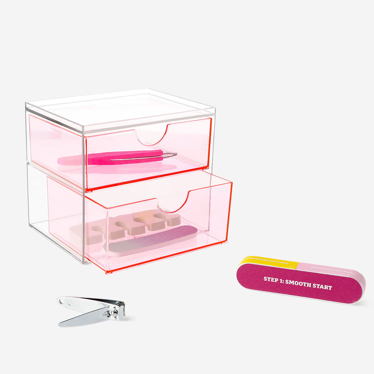 Flying Tiger Copenhagen cosmetic organizer with drawers, 11x10x13 cm, perfect for storing personal care items and toiletries.