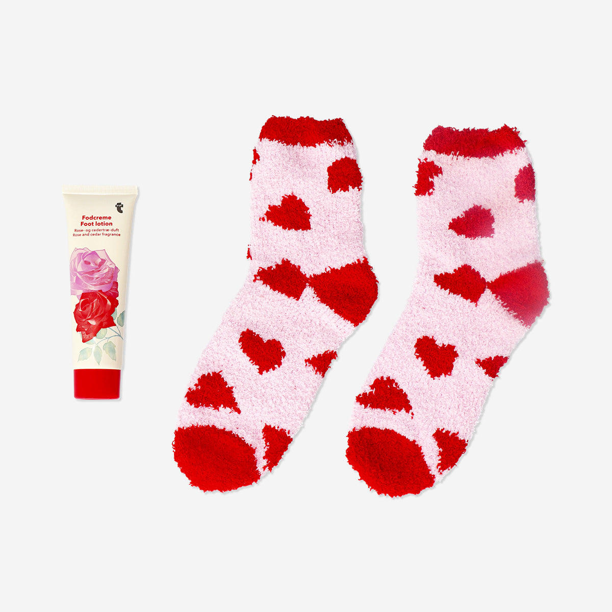 Comfy socks and foot lotion gift set - Rose and cedar fragrance