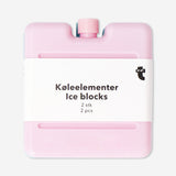 Two colorful blue and pink ice blocks for home use, featuring vibrant designs from Flying Tiger Copenhagen.