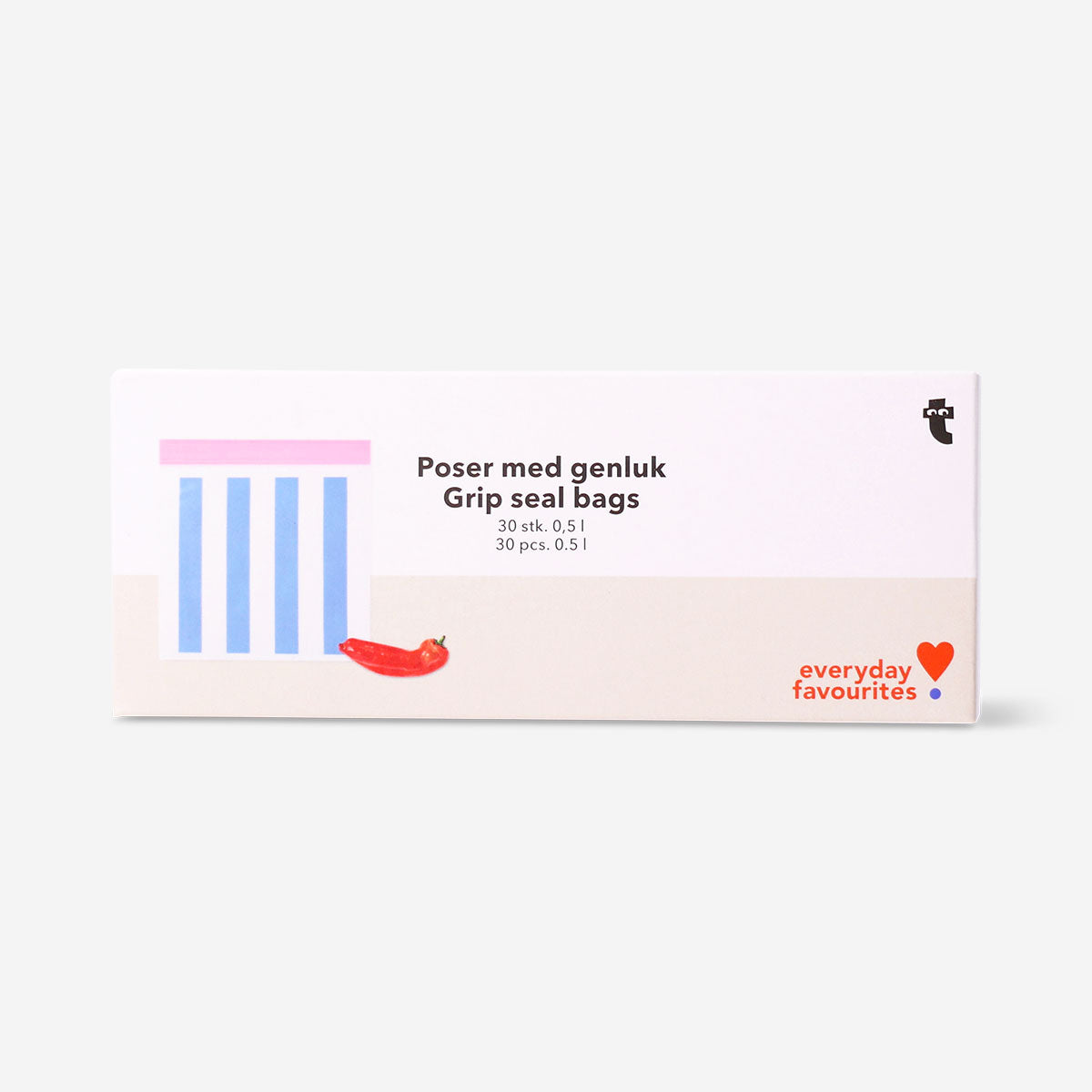 Set of 30 0.5L Kitchen grip seal bags with zip closure, perfect for food storage by Flying Tiger Copenhagen.