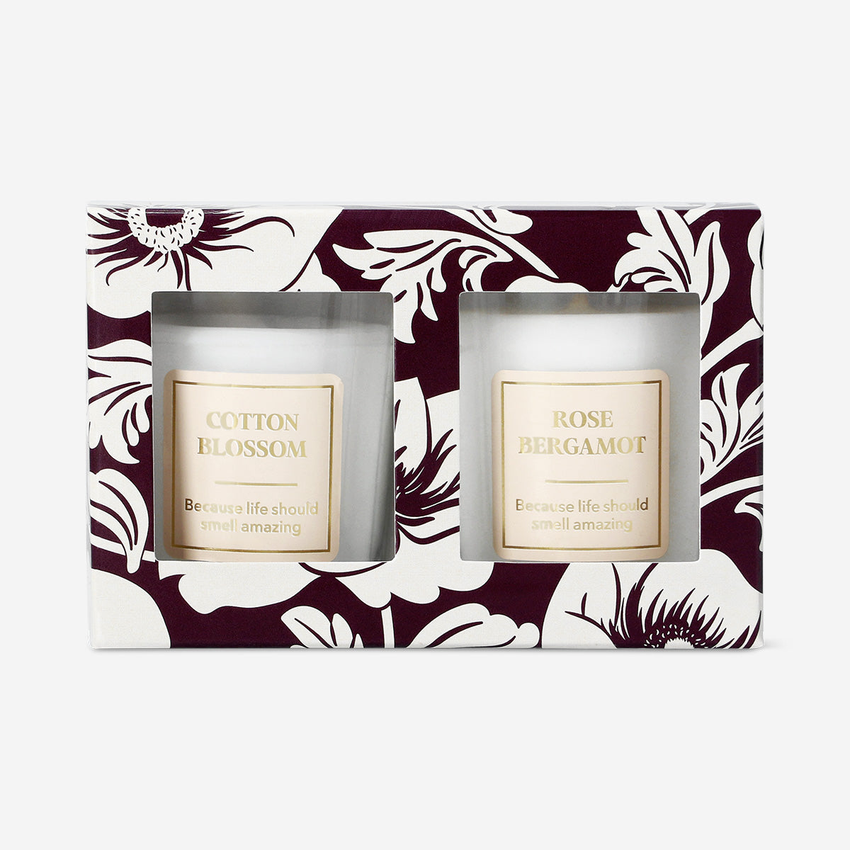 Scented candles with linen, rose and bergamot fragrance - 2 pcs