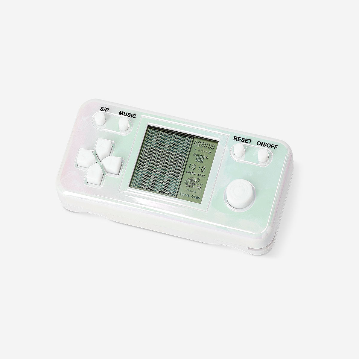 Flying Tiger Copenhagen gadget game console with multiple colorful game cartridges and sleek design.