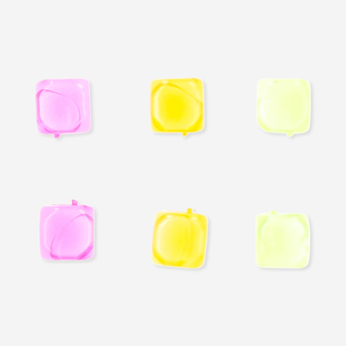 Six reusable ice cubes from Flying Tiger Copenhagen for keeping drinks cold, made of durable, non-toxic material.