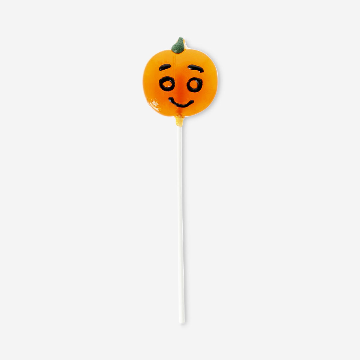 Flying Tiger Copenhagen pumpkin lollipop with tutti-frutti flavor, showing a colorful candy on a stick.