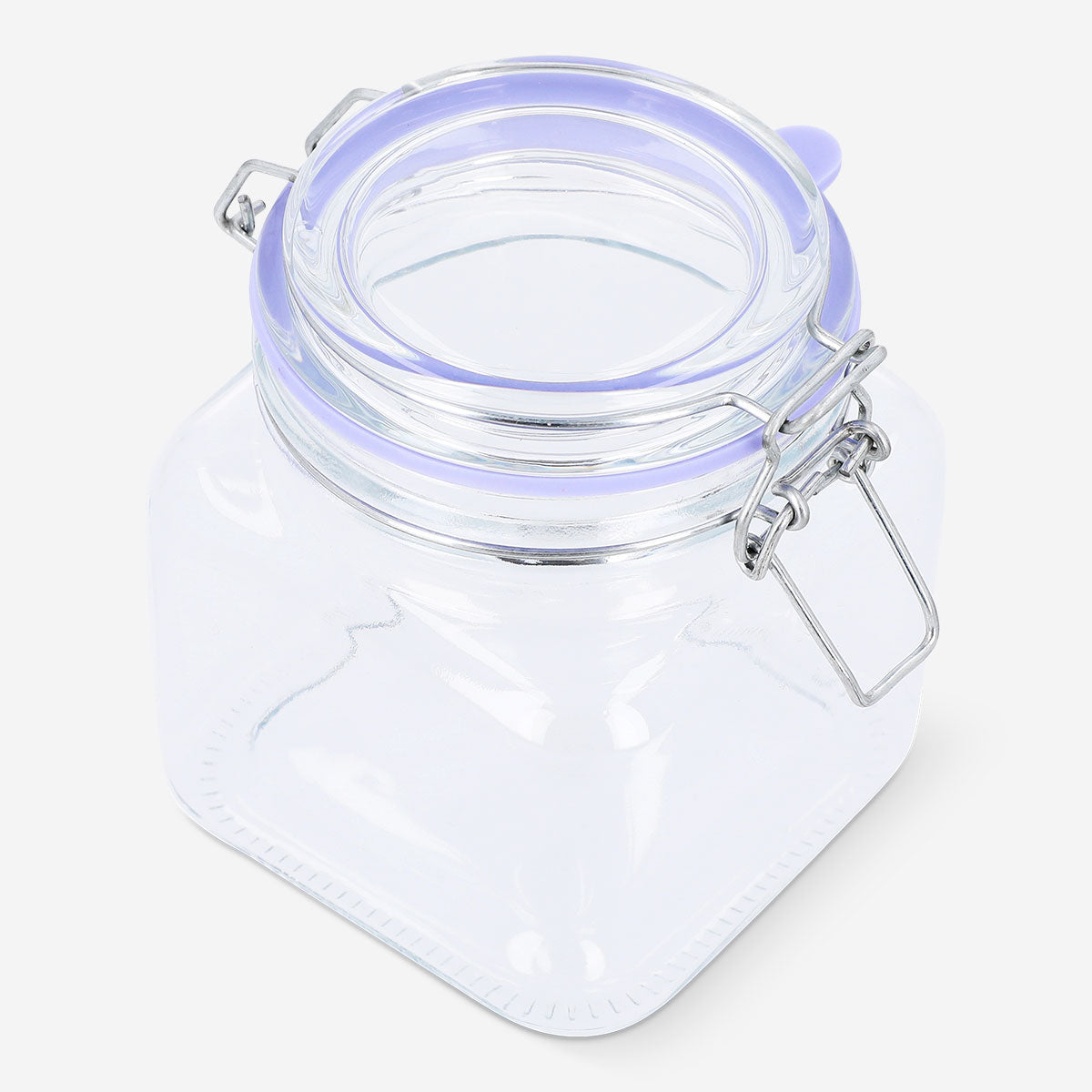 Flying Tiger Copenhagen square glass storage jar, 750 ml, with clear sides and airtight lid