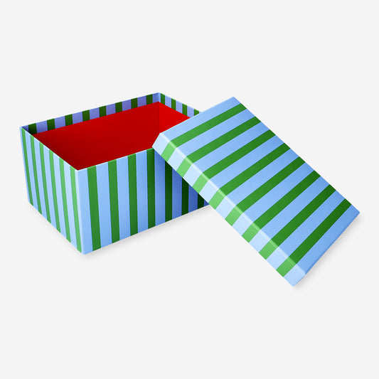 Paper storage box with green stripes - 24 cm