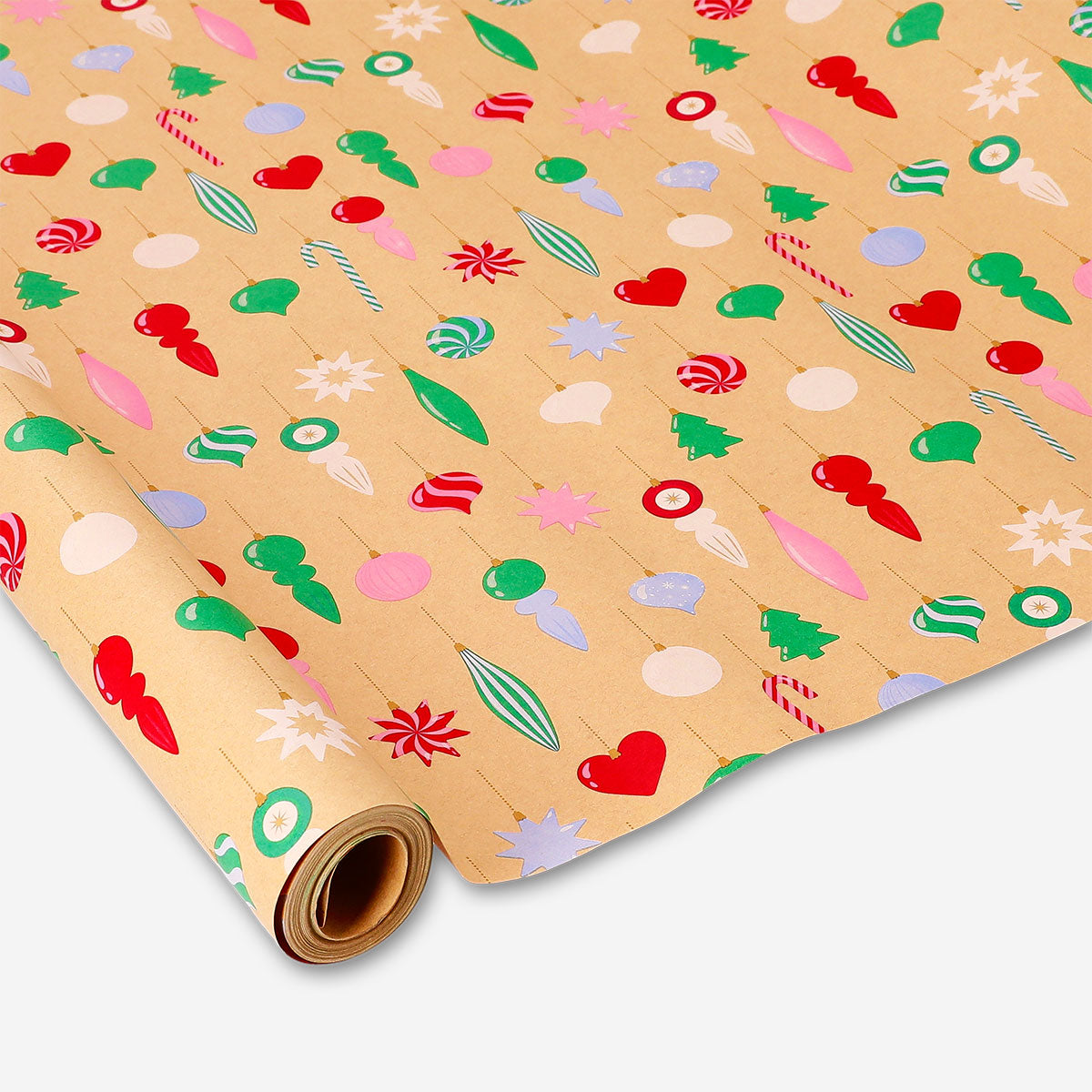 Flying Tiger Copenhagen craft wrapping paper with ornament design, 1000 cm roll for gift wrapping and craft projects.