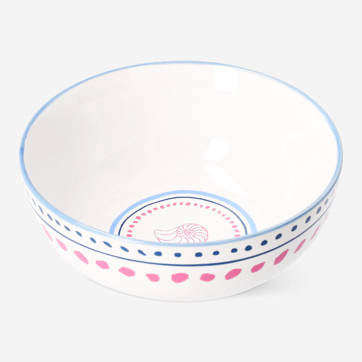 Keramisk skål med prikker og musling - 12 cm