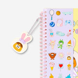 Flying Tiger Copenhagen A5 Monster Candy notebook with charm, featuring colorful monster illustrations and a decorative charm.