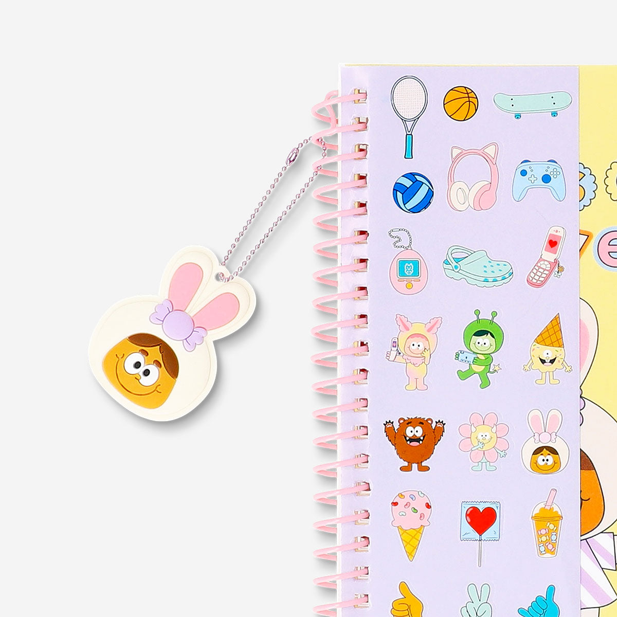 Flying Tiger Copenhagen A5 Monster Candy notebook with charm, featuring colorful monster illustrations and a decorative charm.