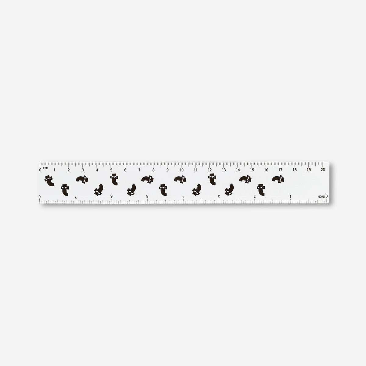 Transparent Flying Tiger Copenhagen 20 cm office ruler showing measurement markings on clear plastic.