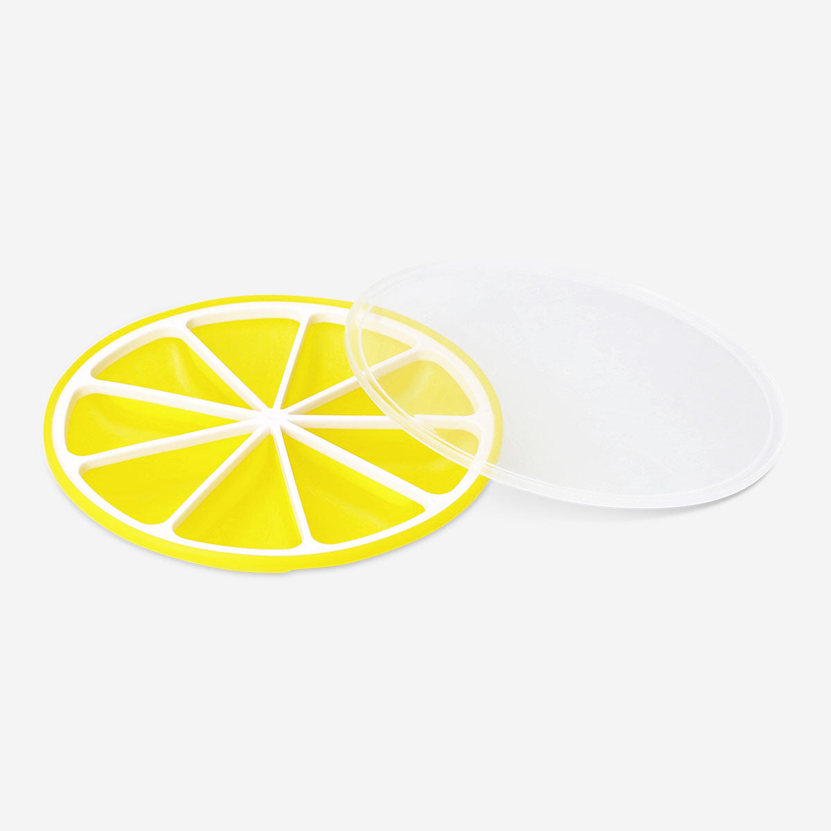 Lemon-shaped ice cube tray with lid from Flying Tiger Copenhagen, designed for making citrus-shaped ice cubes in the kitchen.
