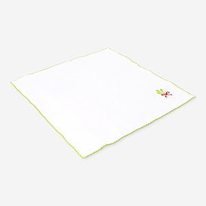 Set of two fabric napkins with festive mistletoe embroidery, ideal for home décor and holiday table settings.