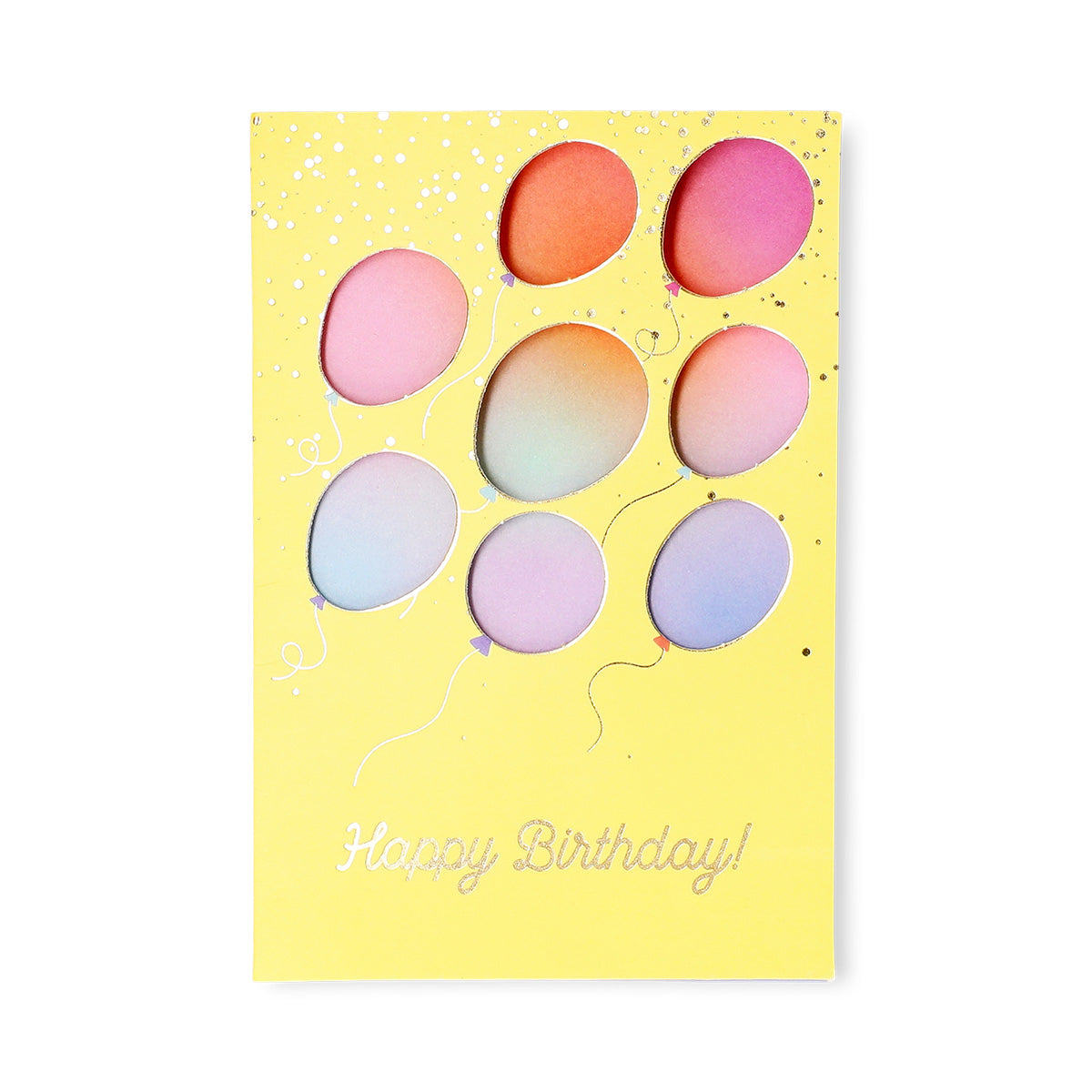 Office birthday card featuring colorful flying balloons design by Flying Tiger Copenhagen.