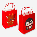 Set of two Flying Tiger Copenhagen Christmas character gift bags for office gifting, featuring festive holiday designs.