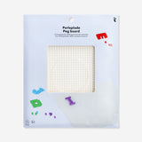 Transparent hobby pegboard from Flying Tiger Copenhagen, measuring 18x21 cm, with holes for organizing craft supplies.
