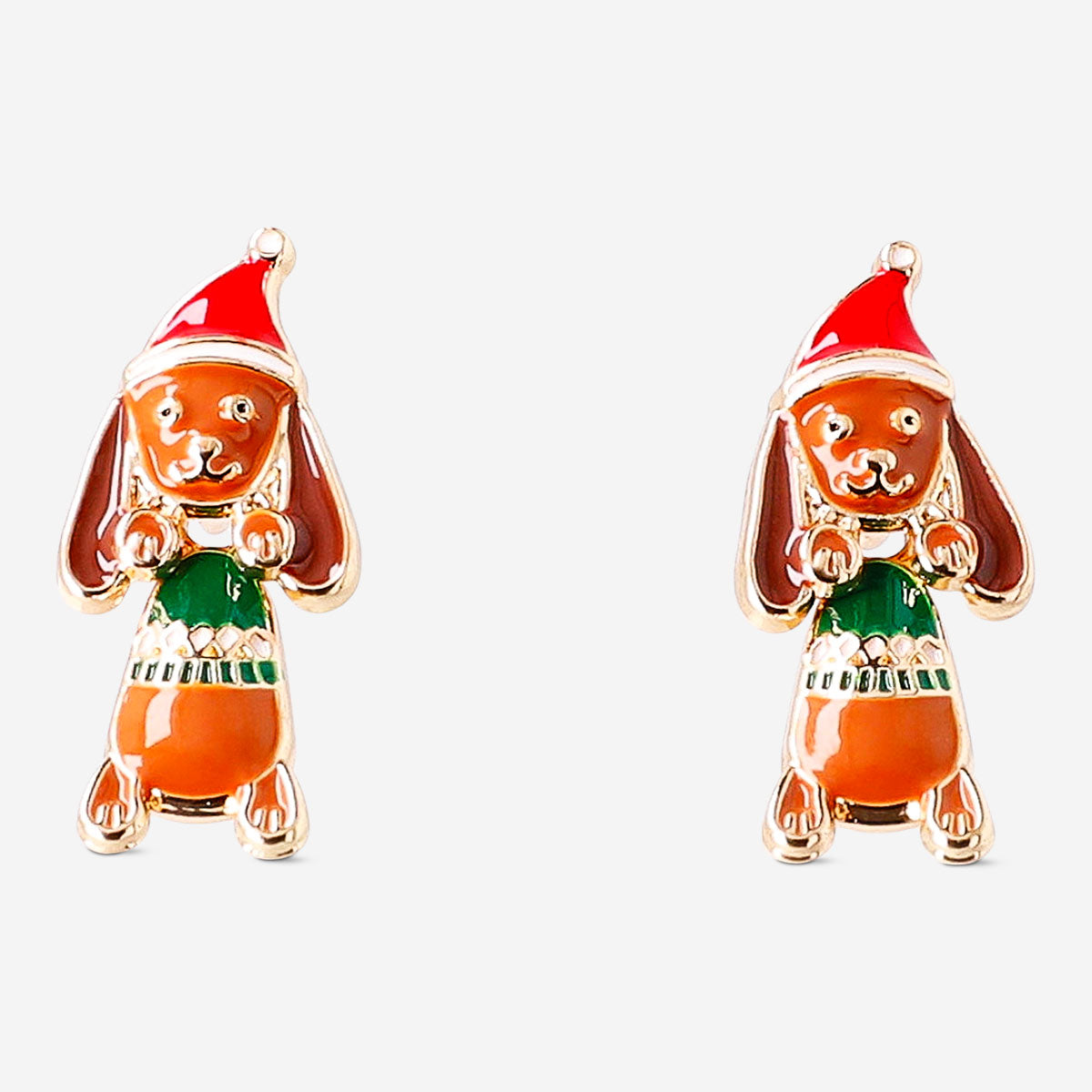 Ear studs - Sausage dogs with Santa hat