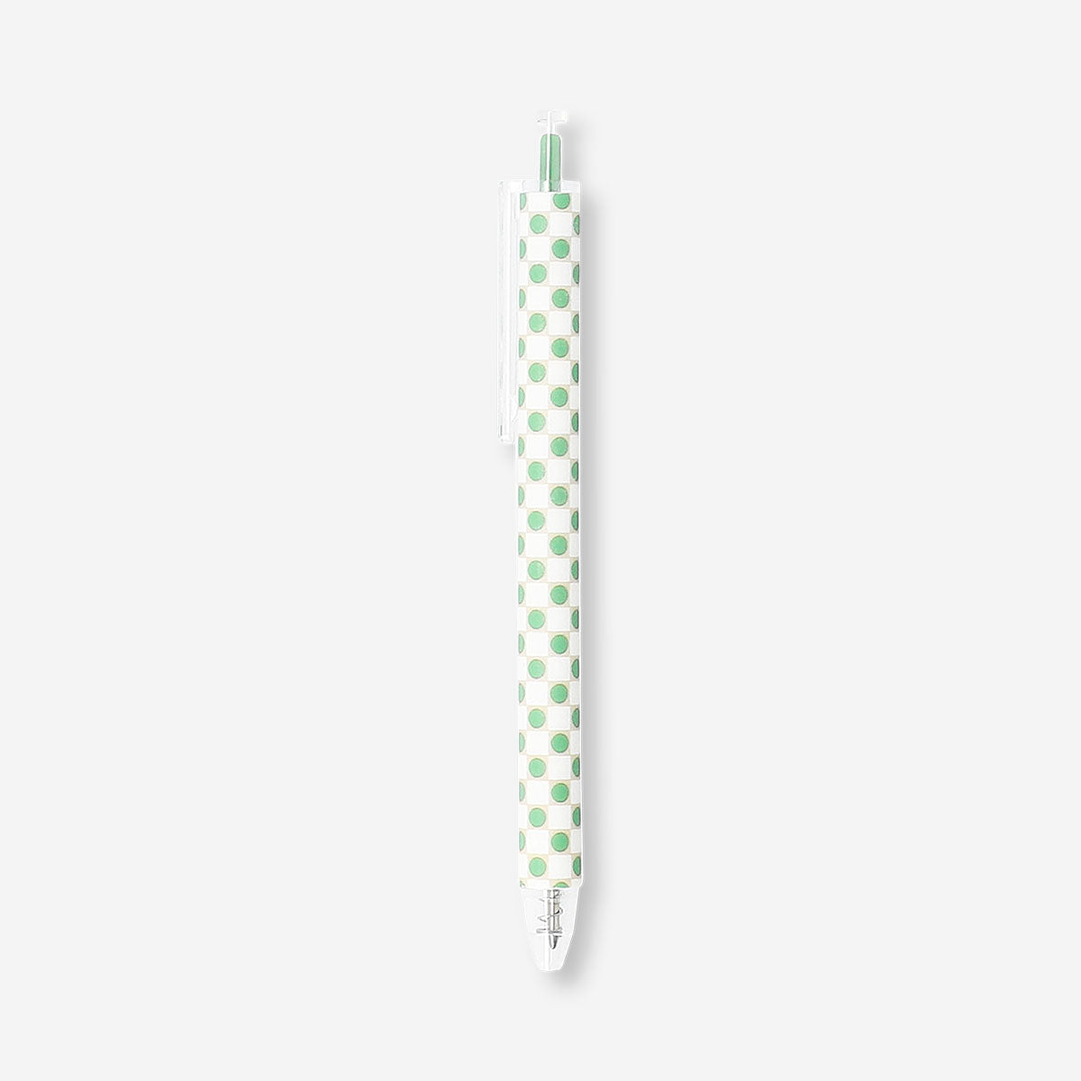 Green checkered ballpoint pen from Flying Tiger Copenhagen for office use, featuring a sleek design and comfortable grip.