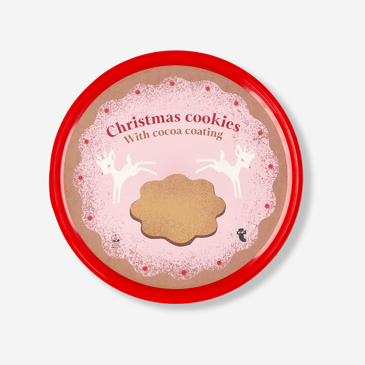 Chocolate covered Christmas cookies with festive decorations, displayed on a plate, from Flying Tiger Copenhagen.