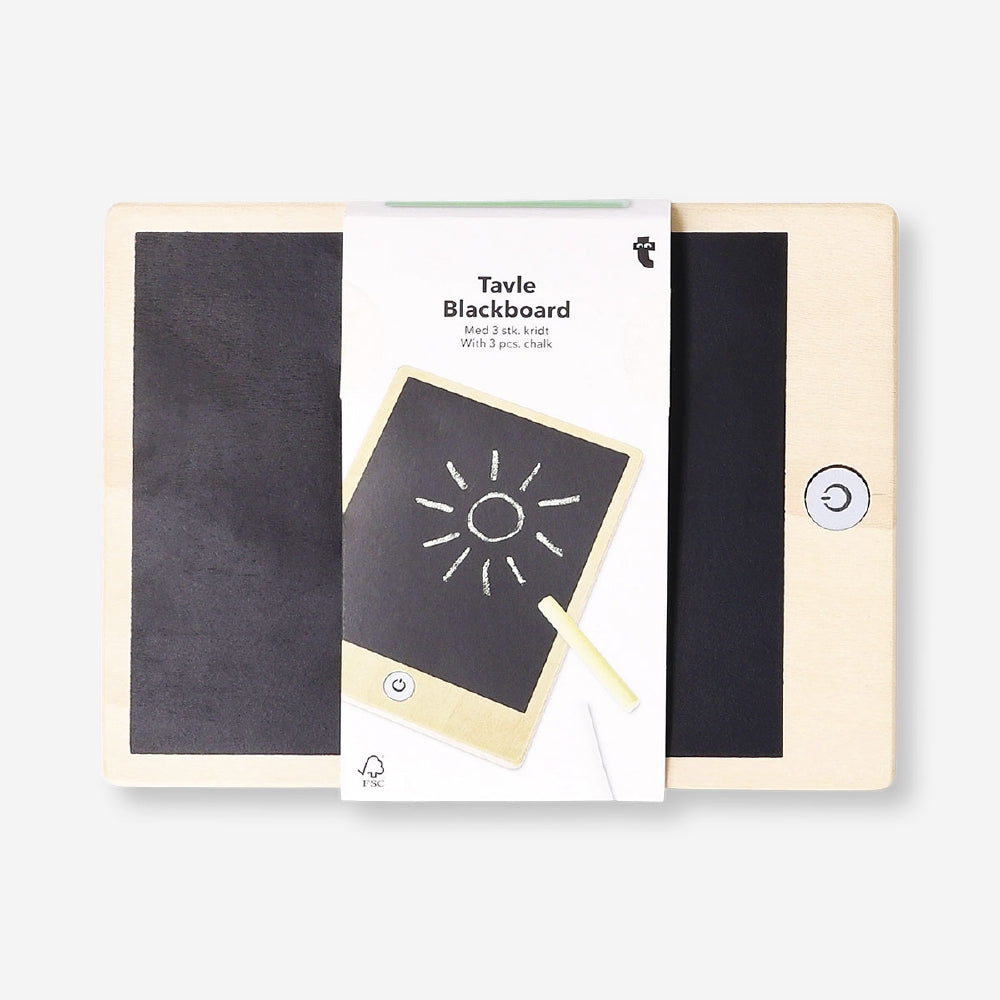 Set of three wooden blackboard tablets with chalk from Flying Tiger Copenhagen, ideal for kids' drawing and learning activities.