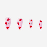 Artificial nails set - Red hearts