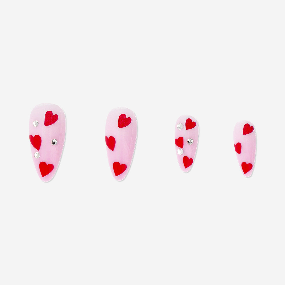 Artificial nails set - Red hearts